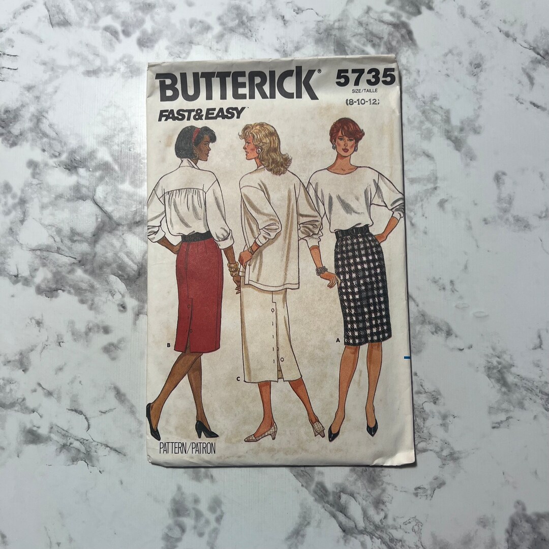 80s Fast and Easy Misses' Skirt Pattern, Simple High Waisted Knee