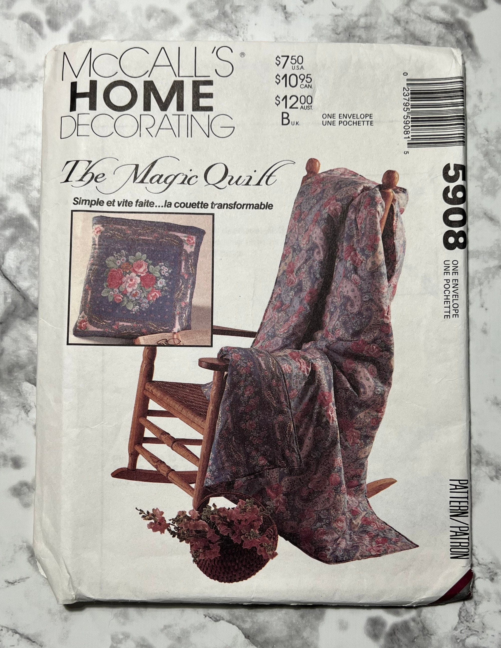 90s Mccall s Home Decorating the Magic Quilt Pattern Quilt Pillow and Tote Bag Patterns Blanket Pattern Mccall s 5908 One Size Uncut Etsy Canada
