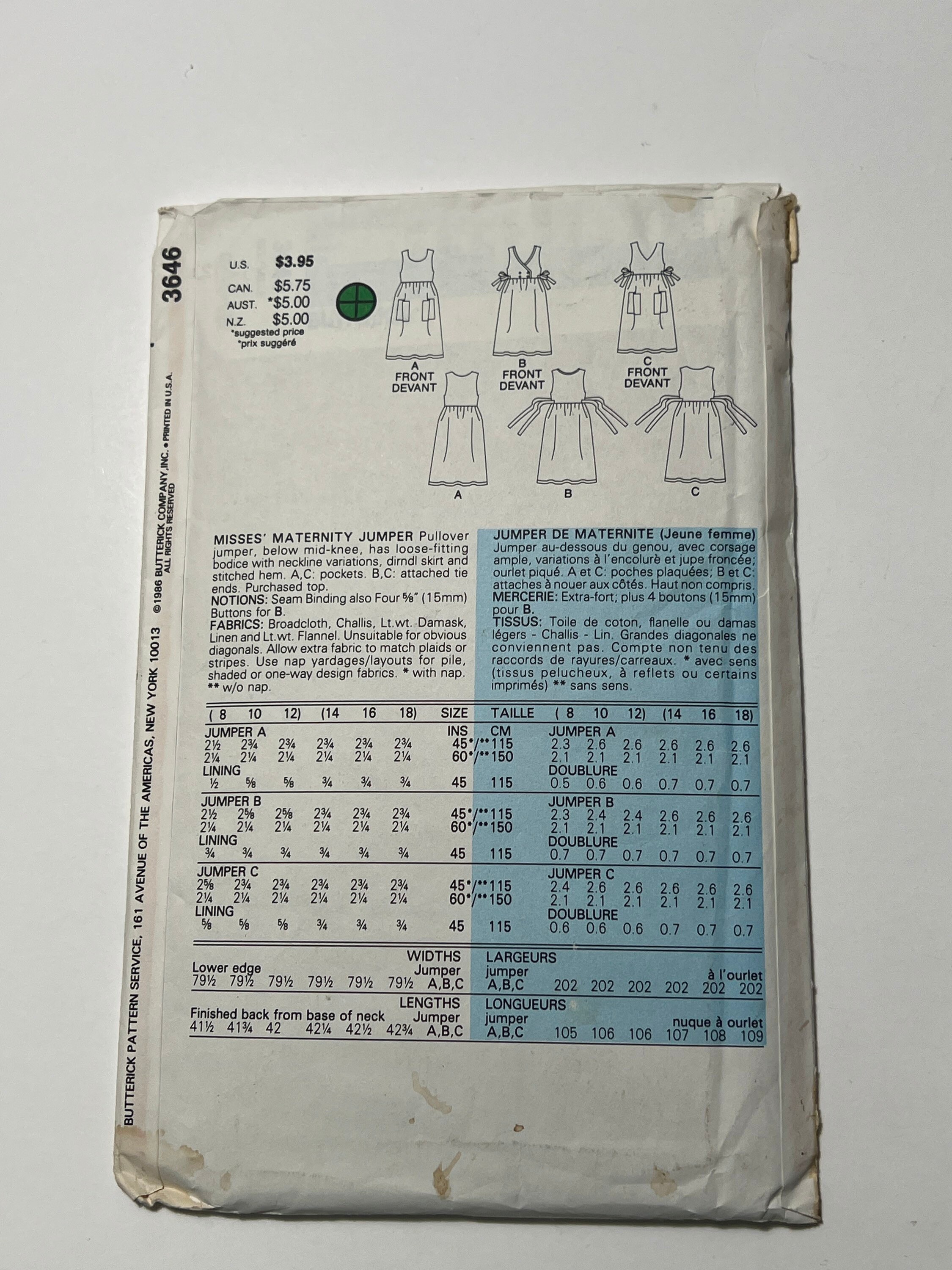 80s Fast and Easy Maternity Jumper Pattern Easy to Sew Etsy