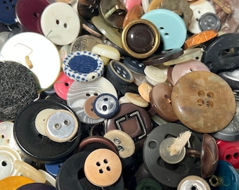 Mystery Box of Vintage Buttons, Large Lot of Assorted Buttons for Sewing and Crafts, Large or Small Round Plastic, Metal, or Glass Buttons