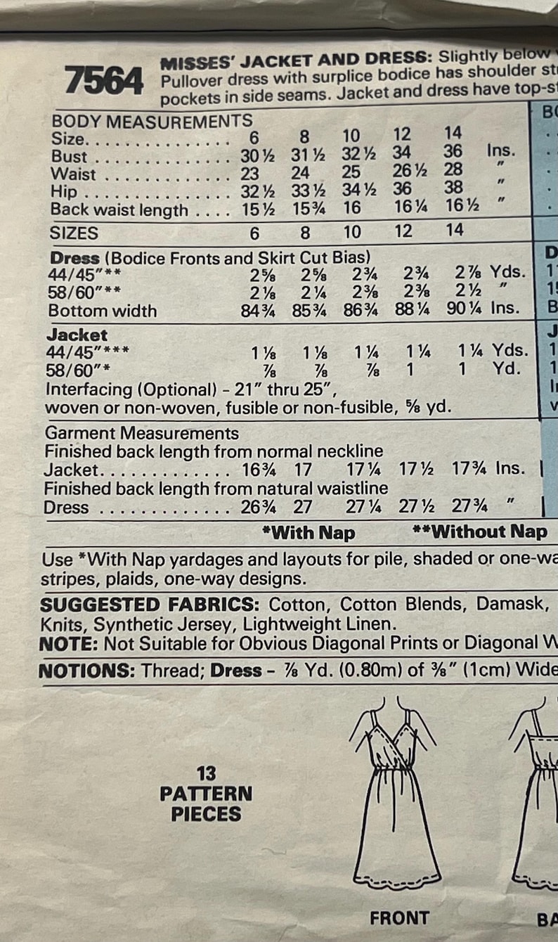 80s Make It Tonight Misses' Jacket and Dress Pattern, Sleeveless Dress ...