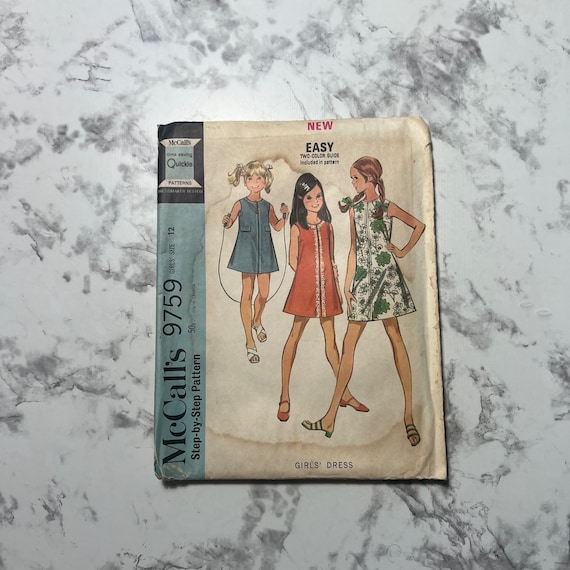 60s Girls' Quickie Dress Pattern, Sleeveless Children's Mini Dress