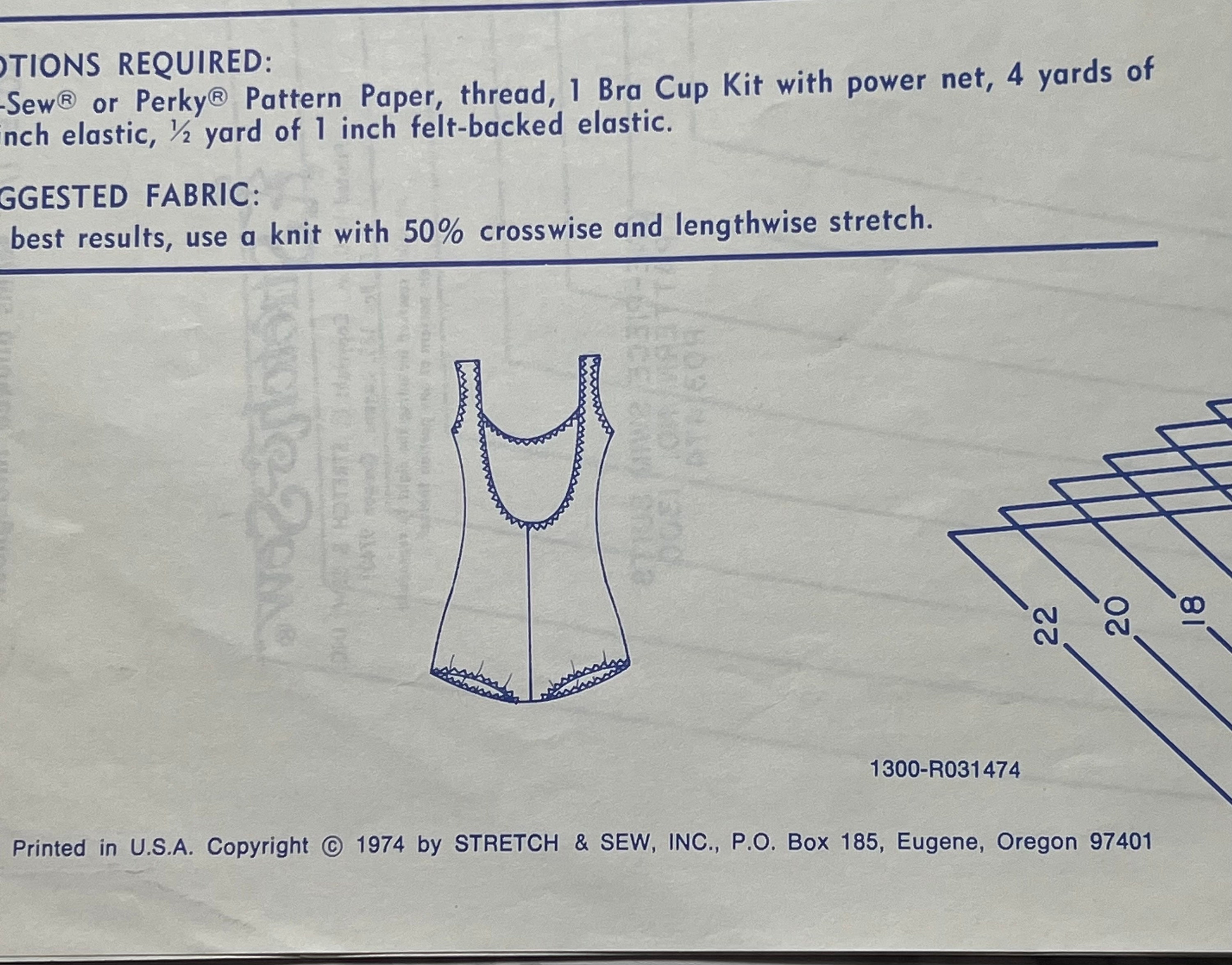 70s One Piece Swim Suit Pattern, Swimsuit Pattern With Round Neck and Thin Straps, Stretch & Sew