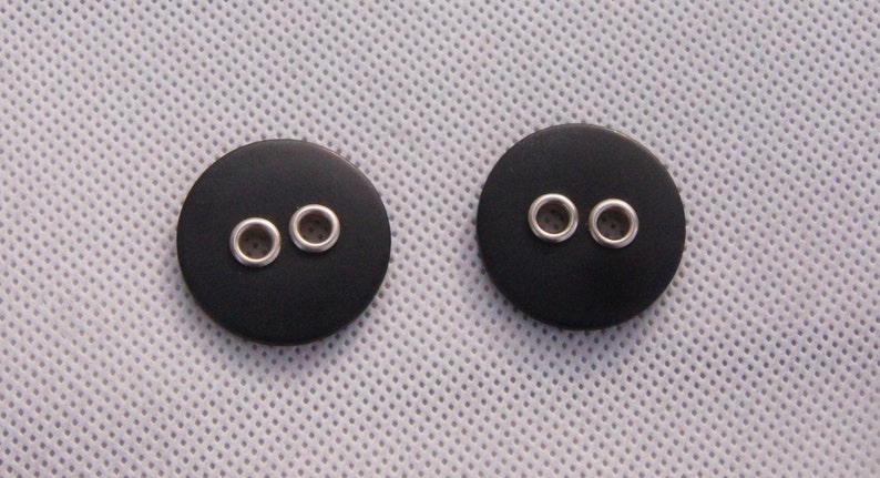 Set of 2 Vintage 1-inch Black Buttons