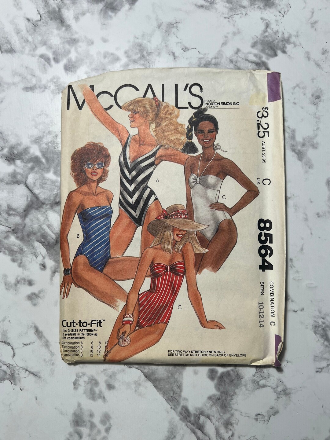 80s Misses Bathing Suits Pattern for 2 Way Stretch Knits Only, One ...