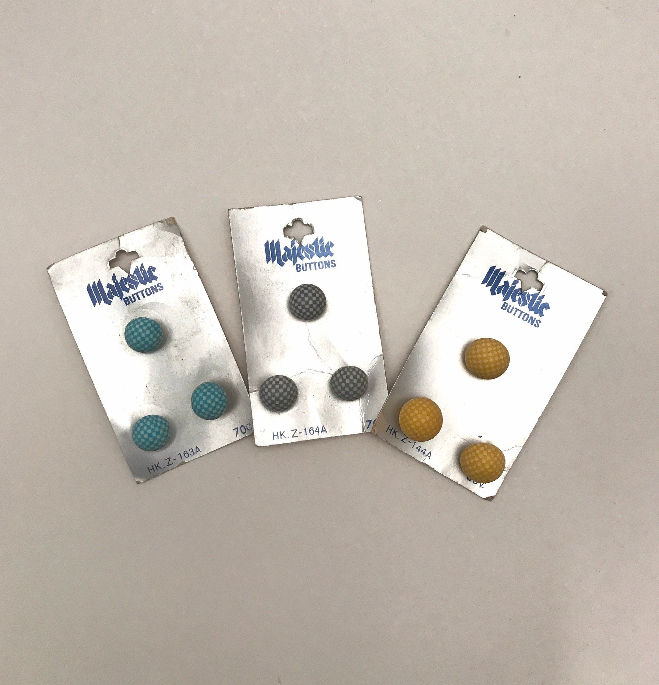 Vintage Round Ball Majestic Buttons on Card, Shank-back Buttons With ...