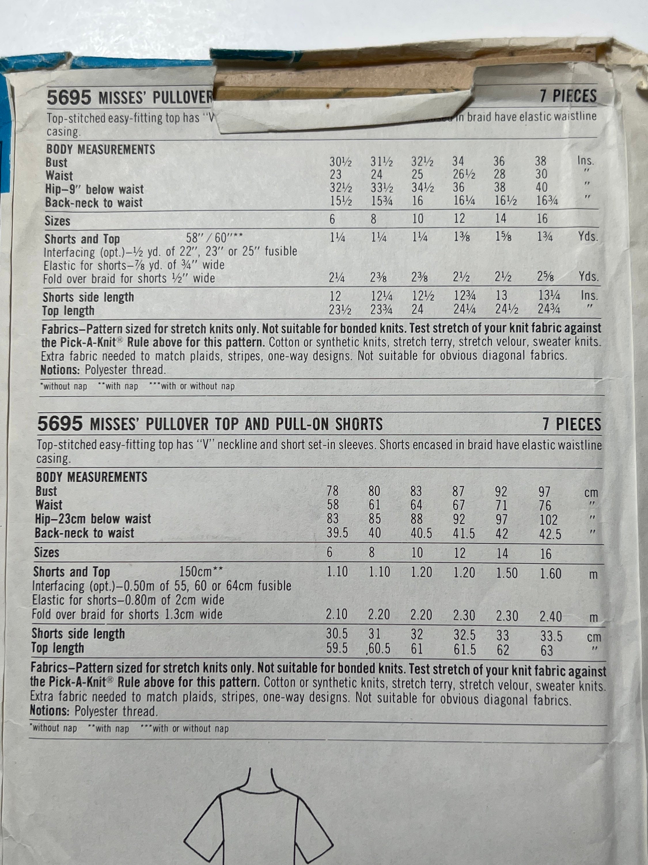 80s Extra Sure Pattern, Misses Pullover Top and Pull on Shorts Pattern ...