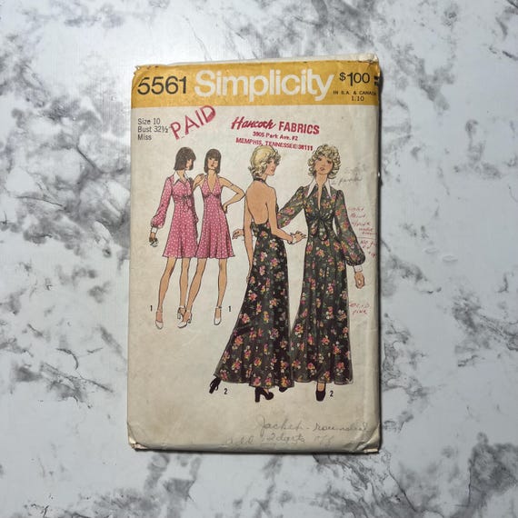 70s Misses Halter Dress in 2 Lengths and Unlined Jacket Pattern, Halter  Neck Dress and Jacket, Simplicity 5561, Size 10, 32.5