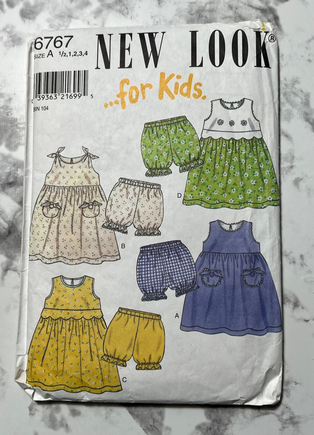 90s Baby Dress and Bloomers Pattern, 5 Sizes in 1, Sleeveless Toddler Dress With Pockets