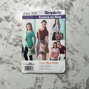 Patrón para aprender a coser bolsos, patrón de carteras cruzadas fáciles de hacer, patrón de bolsos de mano fáciles de coser, Simplicity 2164, talla única, sin cortar