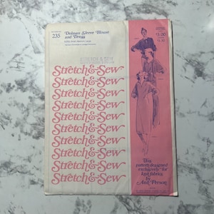 70s Dolman Dress and Blouse Pattern, Loose Fitting Collared Dress or Top Pattern, Stretch & Sew 235, Small-Medium-Large, 28&quot;-44&quot; Bust, Uncut