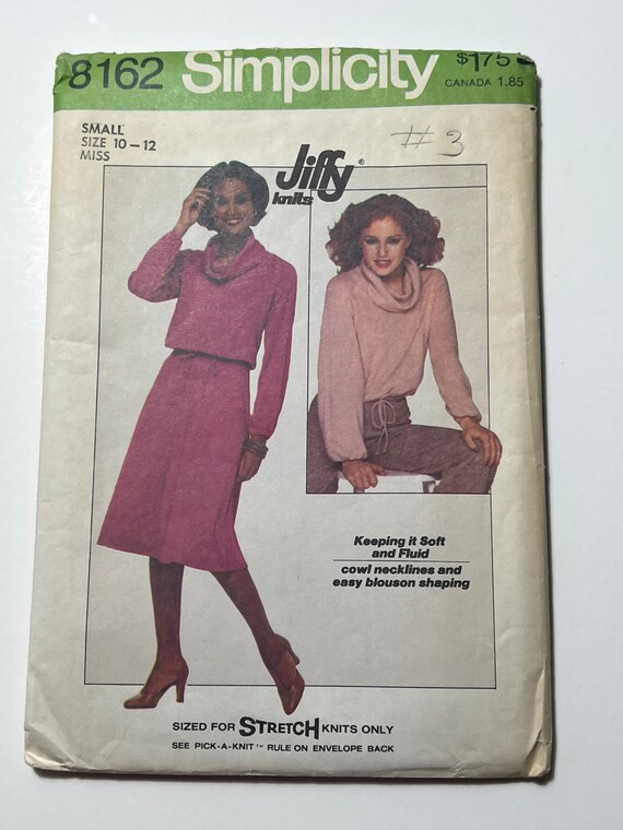 70s Pullover Sweater and Skirt Pattern Cowl Neck Sweater Pattern With Matching Skirt Simplicity 8162 Size Small 10 12 Cut Etsy UK