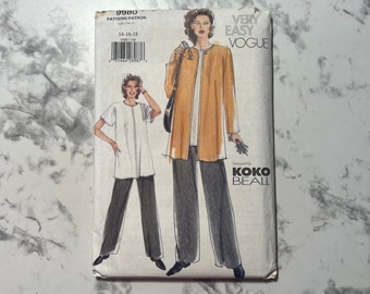 90s Very Easy Misses'/Misses' Petite Jacket, Top, and Pants Pattern, Designed by KoKo Beall, Matching Set, Vogue 9980, Size 14-16-18, Uncut