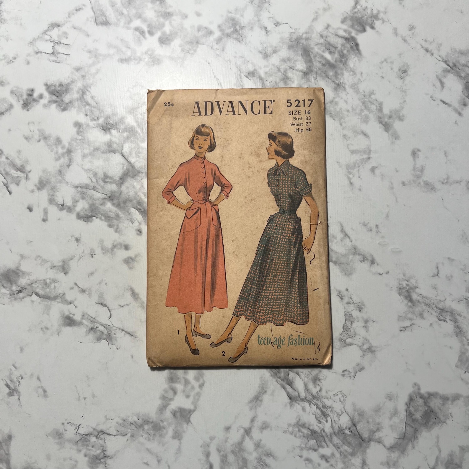 40s Teenage Fashion Dress Pattern With Sleeve Variations, Collared ...
