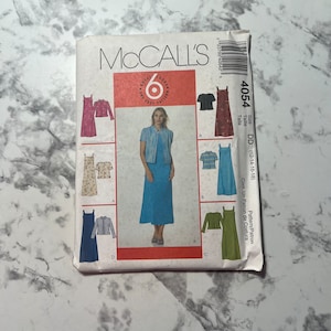 Early 2000s 6 Great Looks, 1 Easy Pattern, Misses&#39;/Miss Petite Unlined Jackets and Dress Pattern, McCall&#39;s 4054, Size DD 12-14-16-18, Uncut