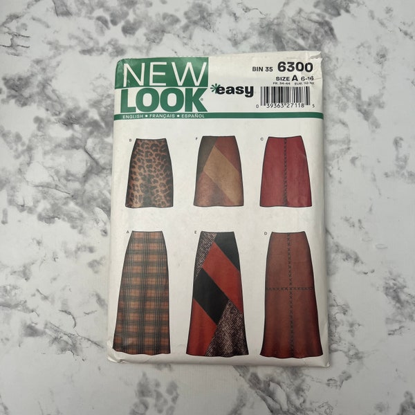 Early 2000s Easy Skirt Pattern in 2 Lengths, Simple to Make Mini or Midi Length Skirt Pattern, New Look 6300, Size 6-16, Uncut
