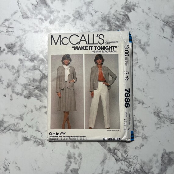 80s Make It Tonight Misses' Jacket, Skirt, and Pants Pattern