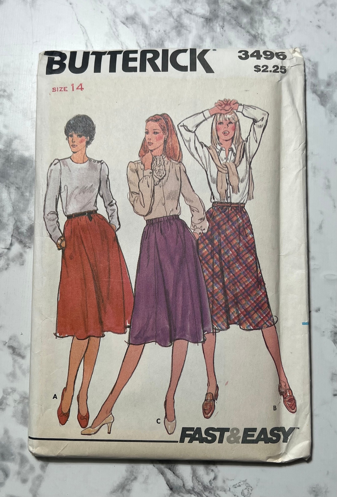 80s Fast and Easy Misses Skirt Pattern, High Waisted A Line Skirt
