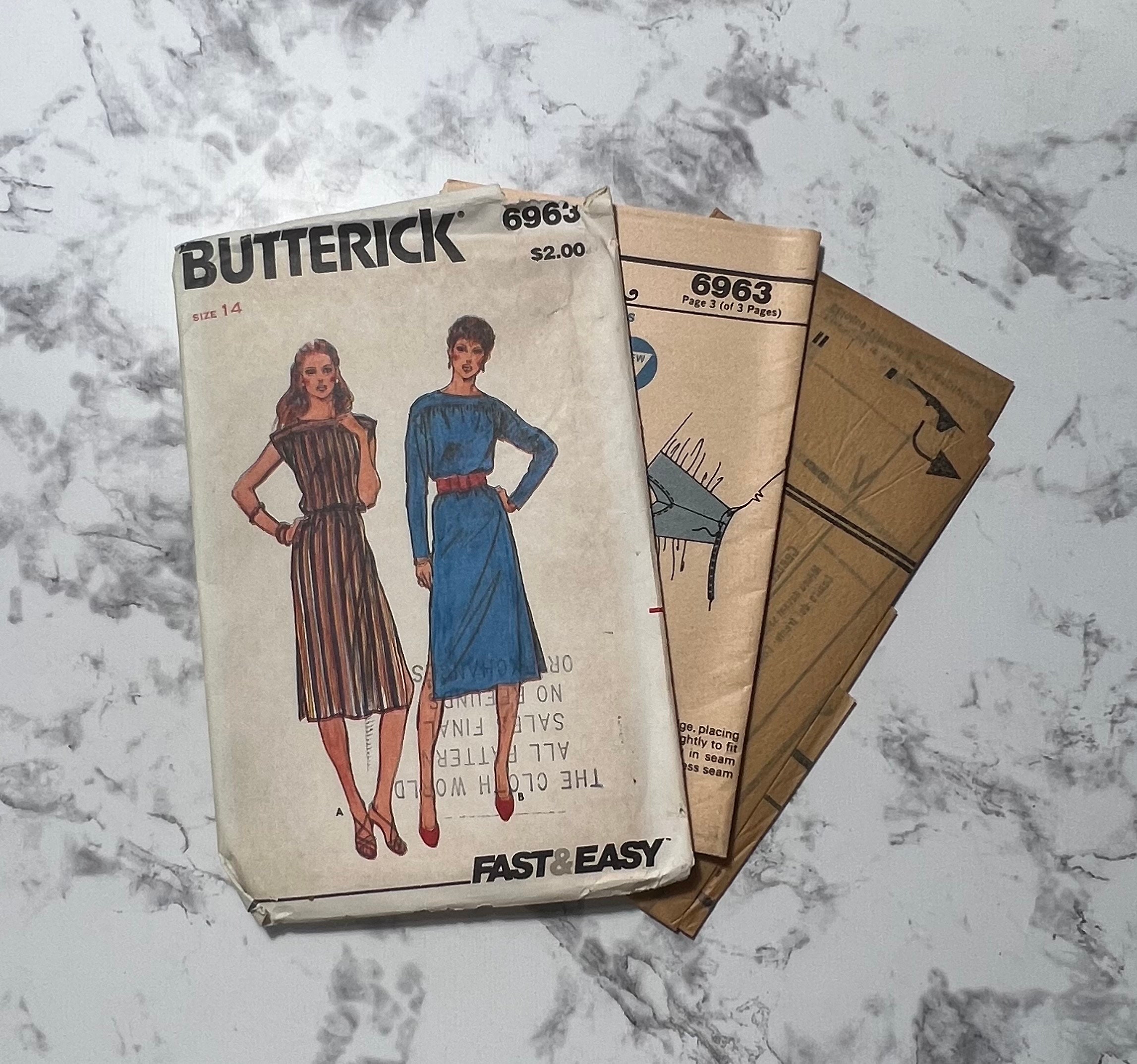 70s Fast and Easy Misses Dress Pattern, Sleeveless or Long Sleeve Knee  Length Dress Pattern, Butterick 6963, Size 14, 36" Bust, Uncut - Etsy