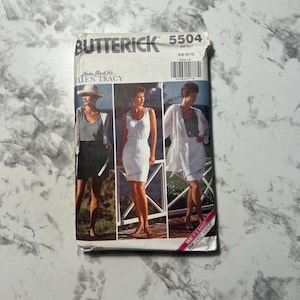 90s Linda Allard for Ellen Tracy, Easy Misses' Jacket, Top, Double Wrap Skirt and Shorts Pattern, Butterick 5504, Size 6-8-10-12, Uncut