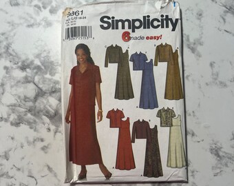 Early 2000s 6 Made Easy Misses' Jacket and Pullover A-Line Dress or Jumper Pattern, Sleeveless Dress, Simplicity 9861, Size U5 16-24, Uncut