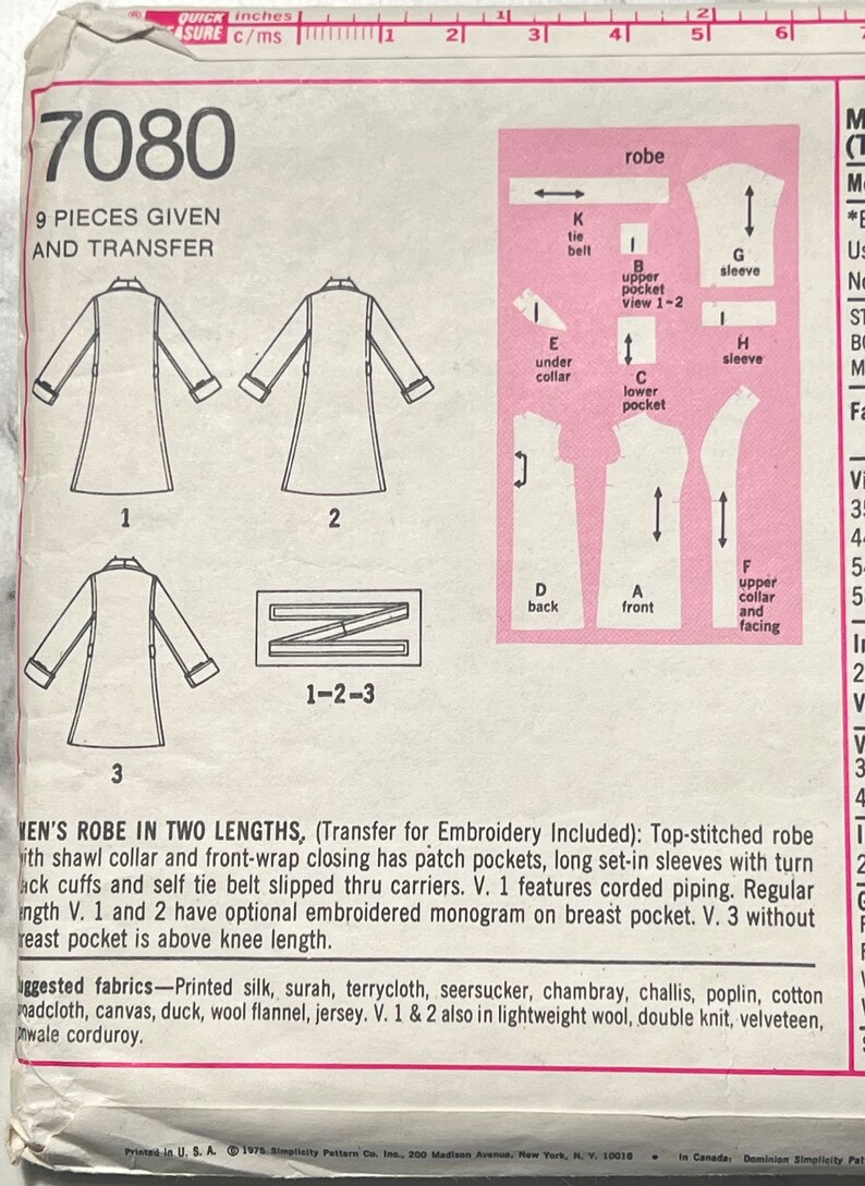 70s Men's Robe Pattern in 2 Lengths, Men's Knee Length Wrap Front Robe