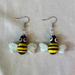 Handmade Polymer Clay Bee Earrings