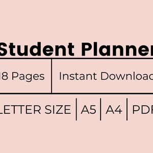 Printable Student Planner - Academic Planner Printable - College ...