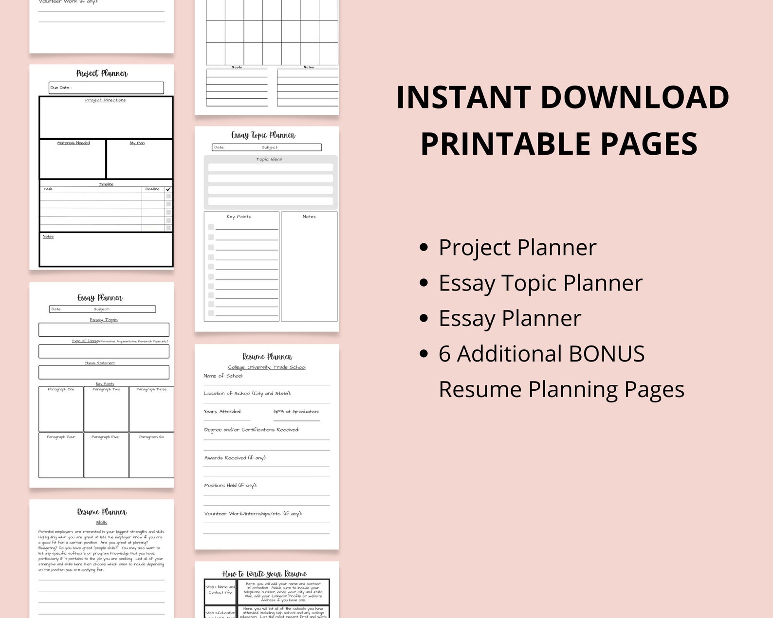 Printable Student Planner - Academic Planner Printable - College ...