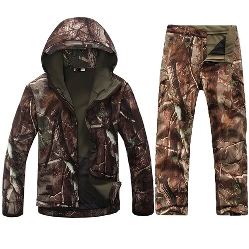 TAD Tactical Softshell Camouflage Jacket Pants Sets| Waterproof Hunting Clothes| shops Set Men Army Windbreaker| Camo Military Jacket And Pants