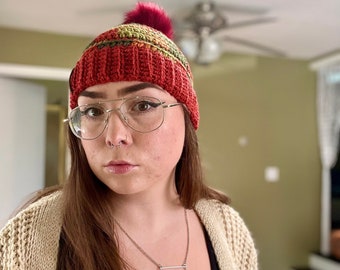 Adult Size - Crocheted Sea Star Stripes Beanie