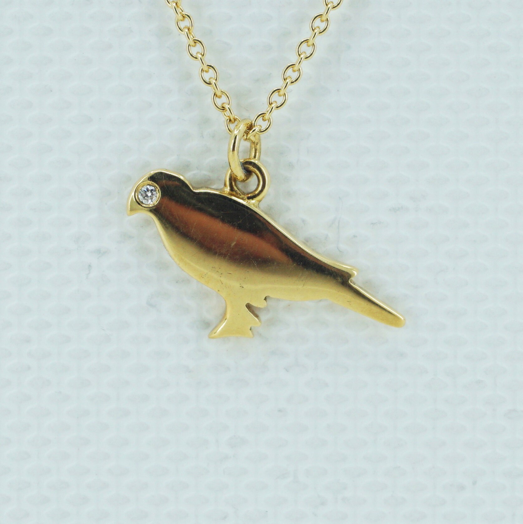 18ct yellow gold Bird pendant with diamond Etsy