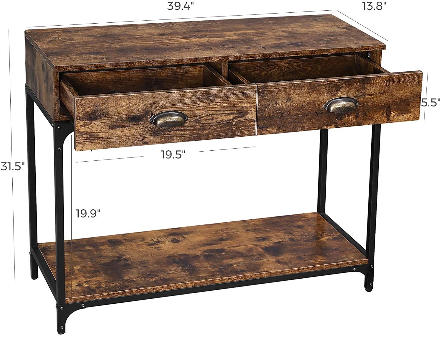 Industrial Console Table Entryway Sofa Table with 2 Drawers Etsy