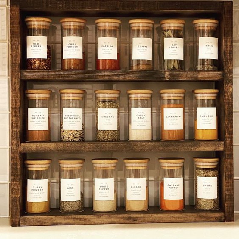 Glass Spice Jar with Wood Lid Set Bamboo Lid Spice Jar Sealed Etsy