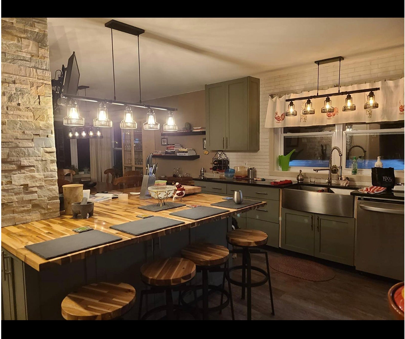 Rustikale Küche Insel Lichter 5 Lichter Decke Licht Fixture | Etsy