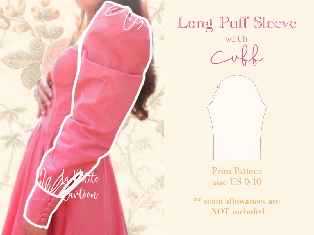 s*o様 ameri SHEER CARDBOARD PUFF SHOULDER Long Sleeve With Cuff | Puff Sleeve | Digital Pattern A0/a4