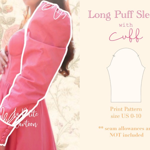 Long Sleeve with Cuff | Puff Sleeve | Print Pattern | size US 0-10 (XXS-XL) | Video Instruction