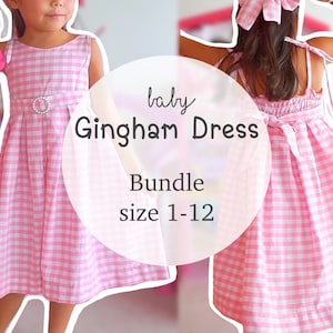 BUNDLE Size 1-12 Babi Gingham Dress Digital Sewing Pattern |PDF A0/A4/US Letter | Shirring Dress,Summer/Spring Dress,Halloween | Easy Sewing