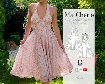 Ma Chérie Neckholder Kleid Schnittmuster | Frühling Sommer Kleider Grössen 0-24 (XXS-8XL) (PDF)