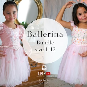 Lot de patrons de costume de princesse ballerine | Tout-petits et enfants de 1 à 12 ans (PDF)