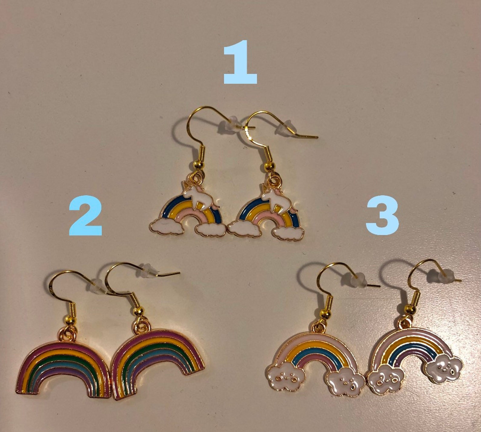 Handmade rainbow dangle earrings | Etsy