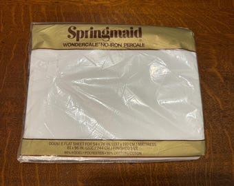 Vintage NOS Springmaid Wondercale white double flat sheetVintage