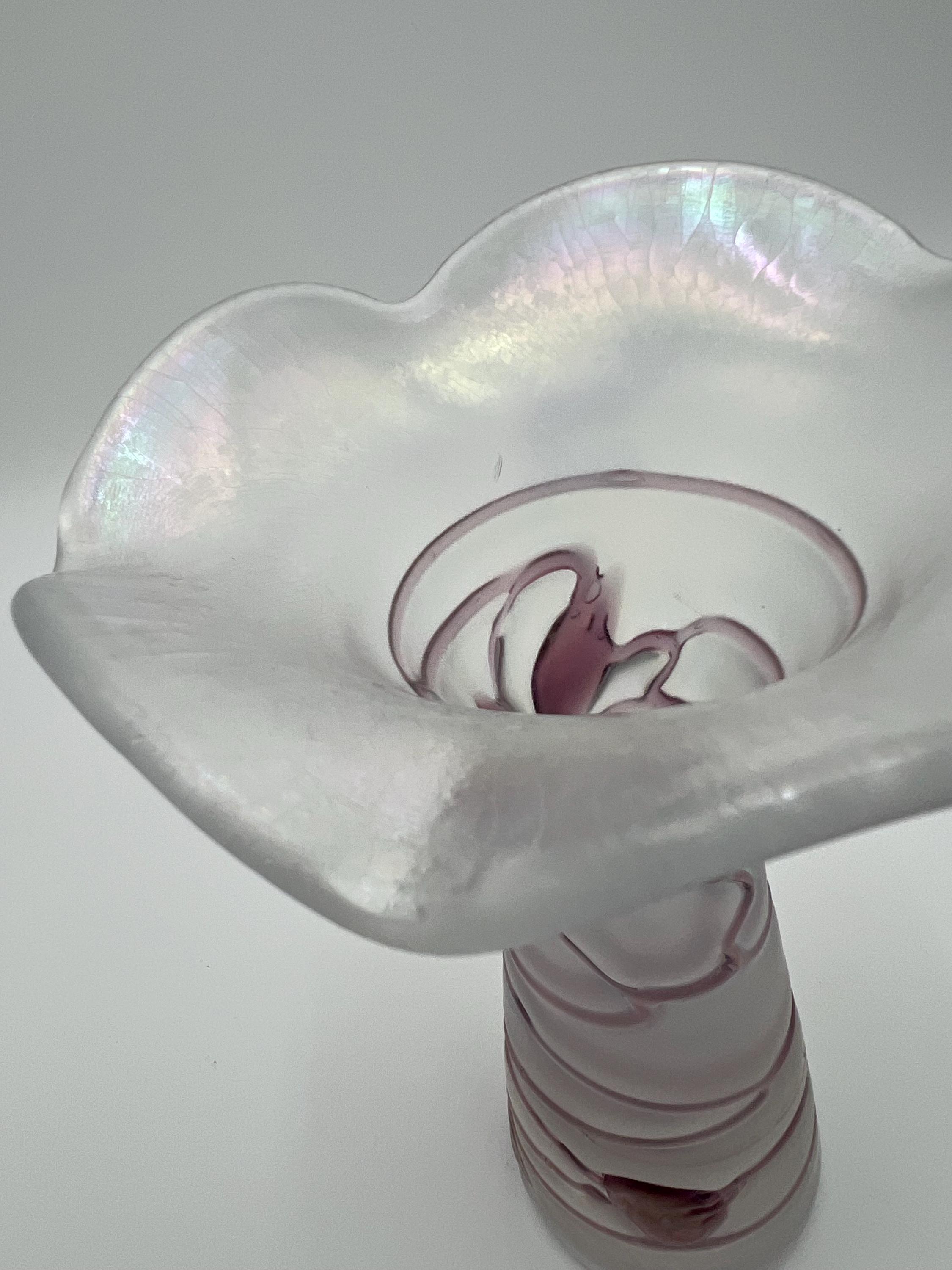 Vintage Poschinger Fleur Pattern Hand Blown Iridescent Vase