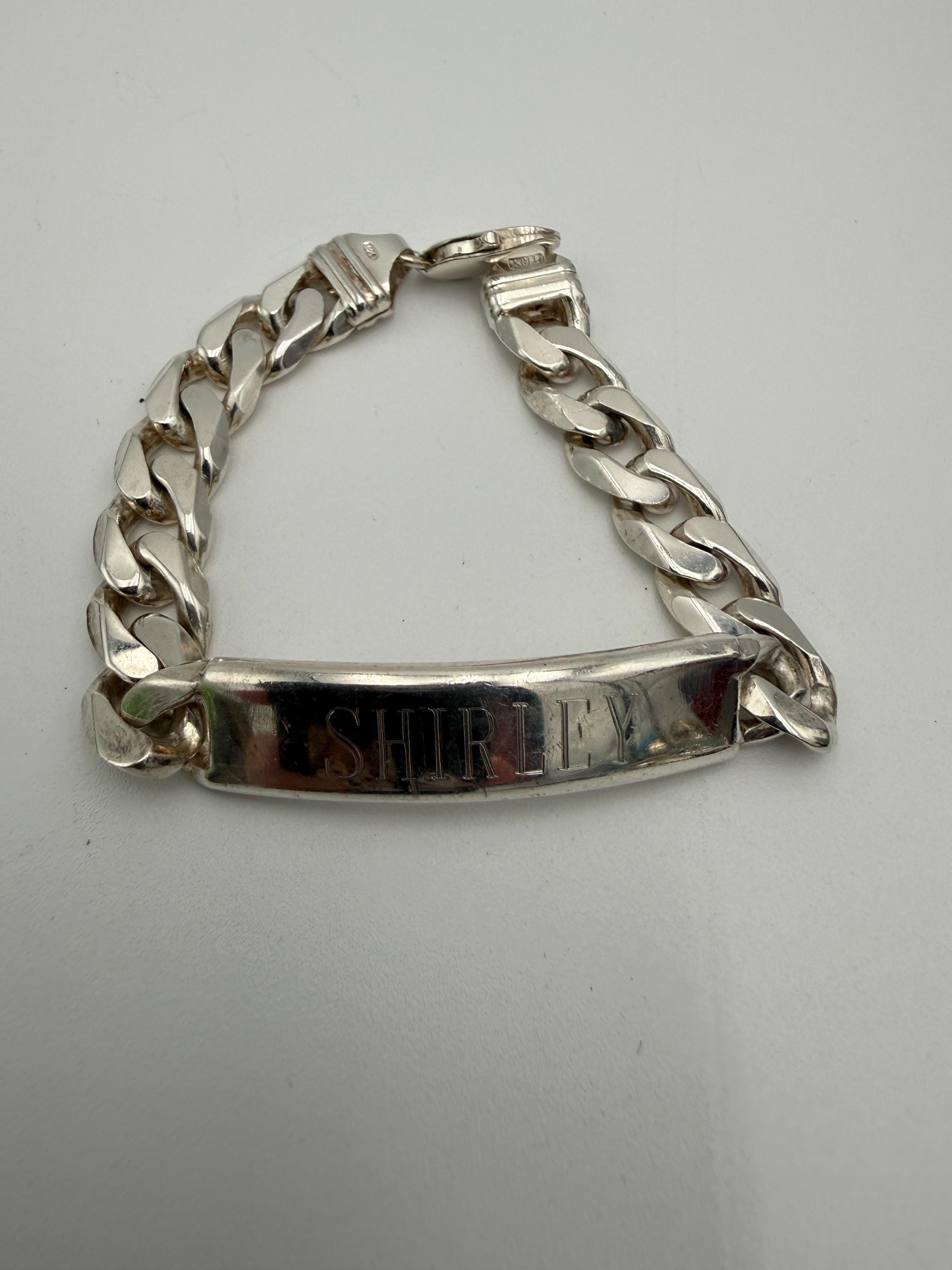 Vintage Sterling Silver Heavy Link ID Bracelet Made in Italy 40