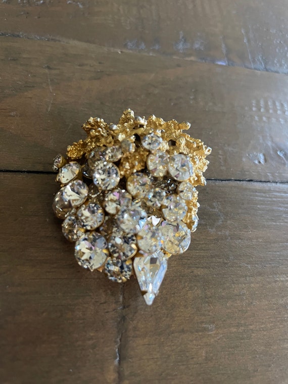 heavy faux gold nugget and wired rhinestone … Gem