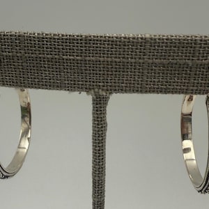 Vintage sterling silver marcasite hoop pierced earrings