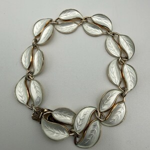 Vintage David Andersen Sterling Silver Enamel Leaf Bracelet, Willy