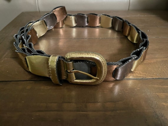 Vintage copper gold and silver link belt - image 6