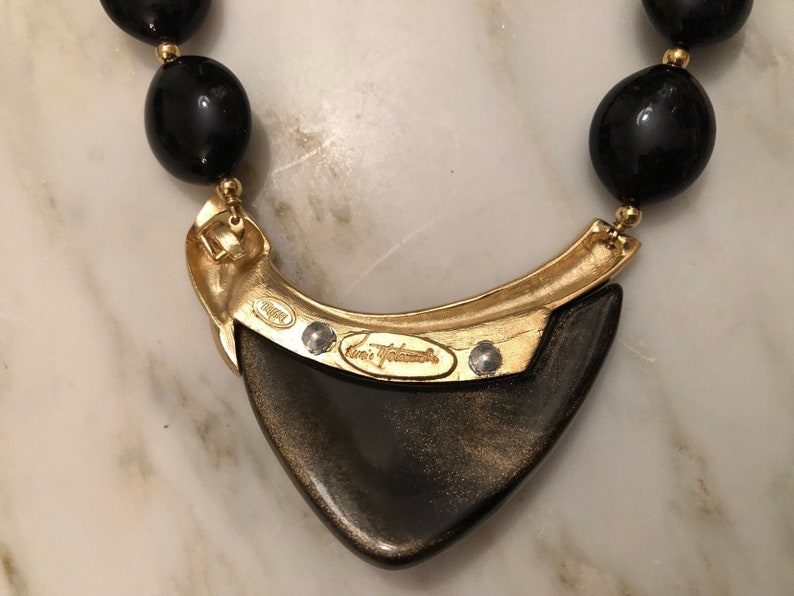 Vintage kunio matsumoto for trifari modernist black and gold necklace image 6