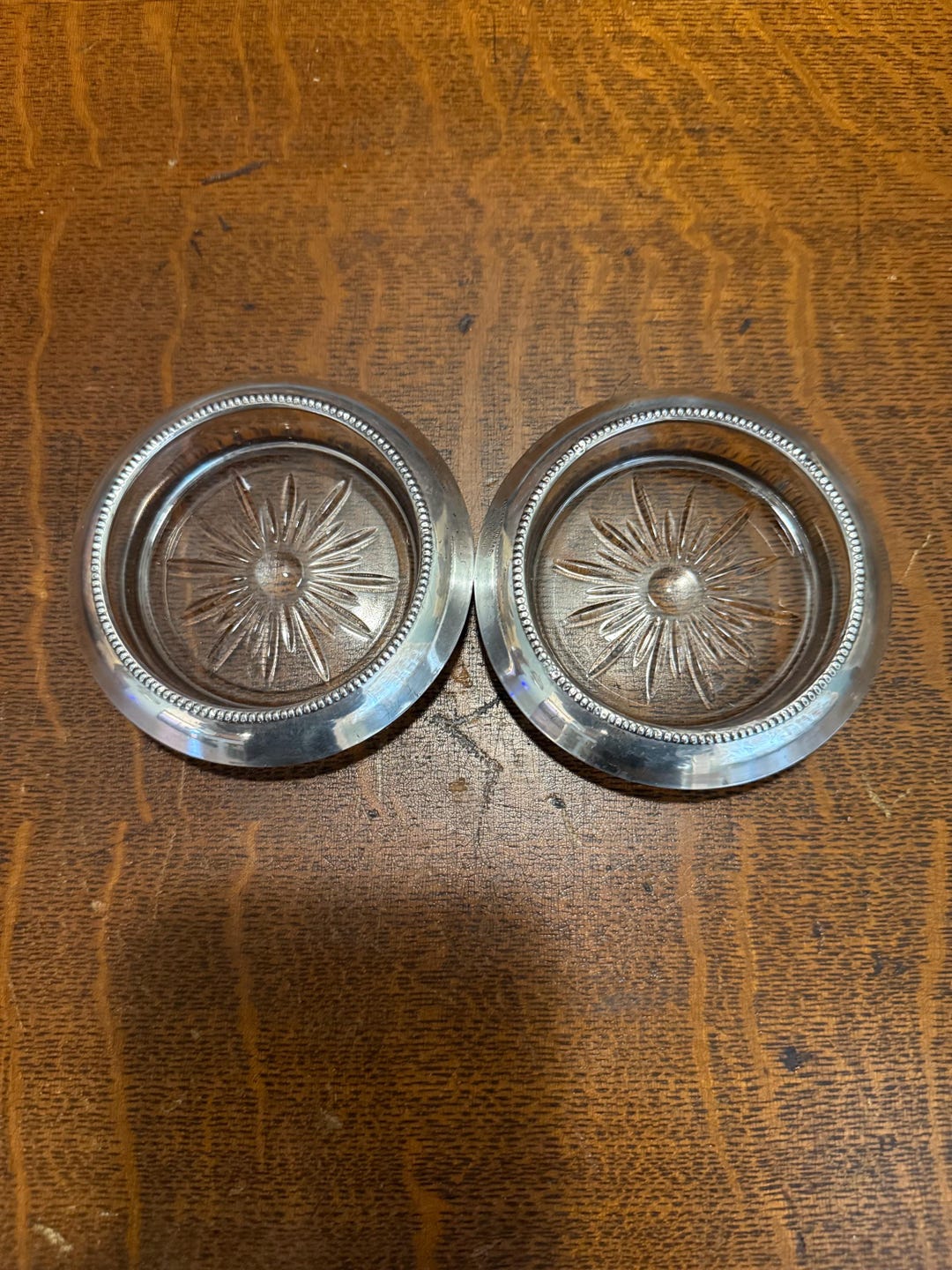 【FRANK M. WHITING】 【純銀/ガラス】コースター 5個組 Vintage Sterling Silver Coasters, Frank M Whiting & Co, Set of 2